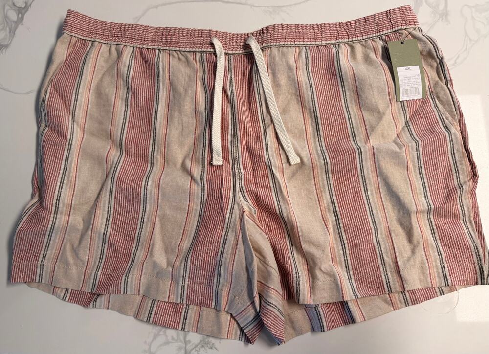 Goodfellow & Co Men’s Vacay Pull-On Linen Blend Striped Shorts XXL NWT